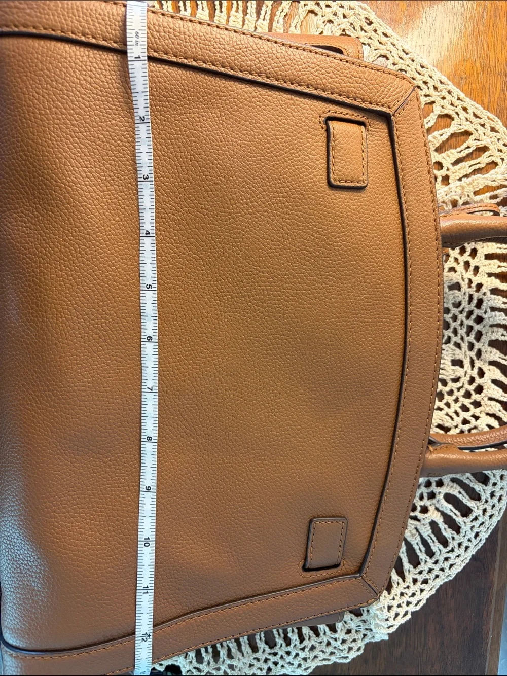 Michael Kors Brown Handbag with Yellow Woven Stripes